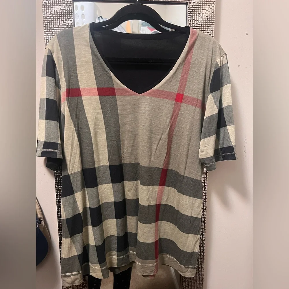 Authentic Burberry Nova Check Reversible Tshirt- L/XL - Picture 9 of 14